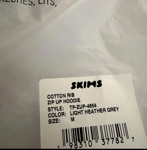 Skims cotton rib zip up hoodie Color light heather gray - Image 3