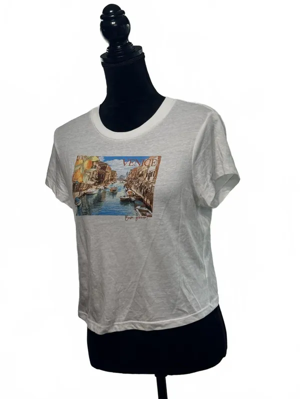 Wild Fable Venice Italy Graphic Tee White Short Sleeve T-Shirt Women’s Size L - Image 3