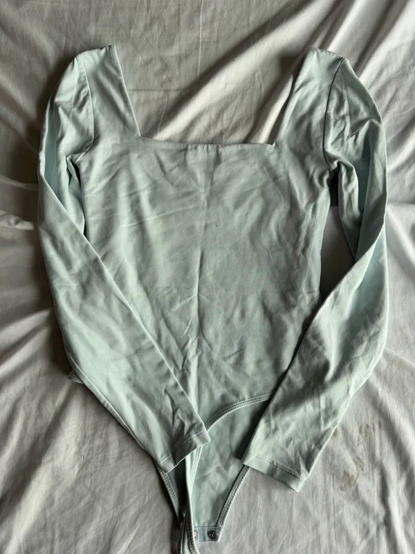 light blue aritzia long sleeve square neck bodysuit - Image 2