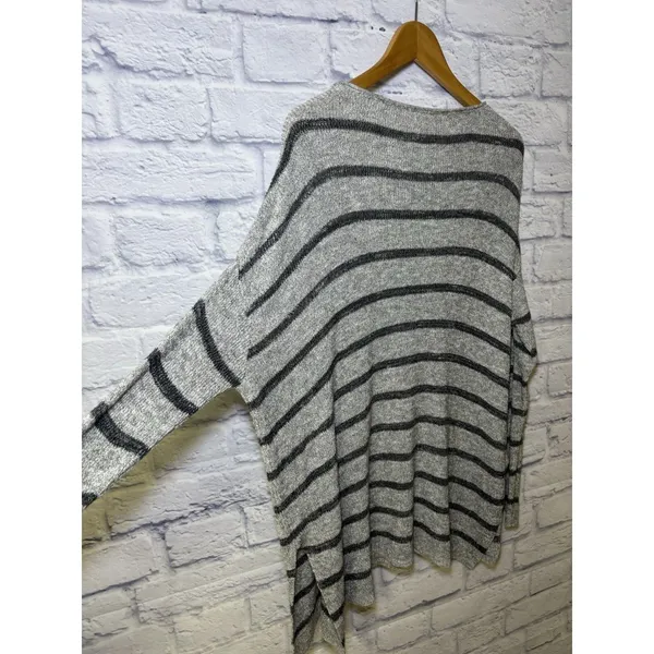 Free People Striped Knit Pullover Sweater Sz XS Gray Loose Boho Oversized - Image 10