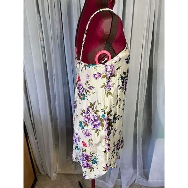 negligee nightgown satin floral purple crimson green NWT - Image 8