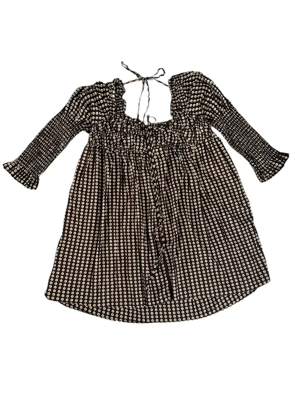 Free People Women’s Star Dip Mini Dress in Black Brown Combo Retro Babydoll Sz M - Image 3