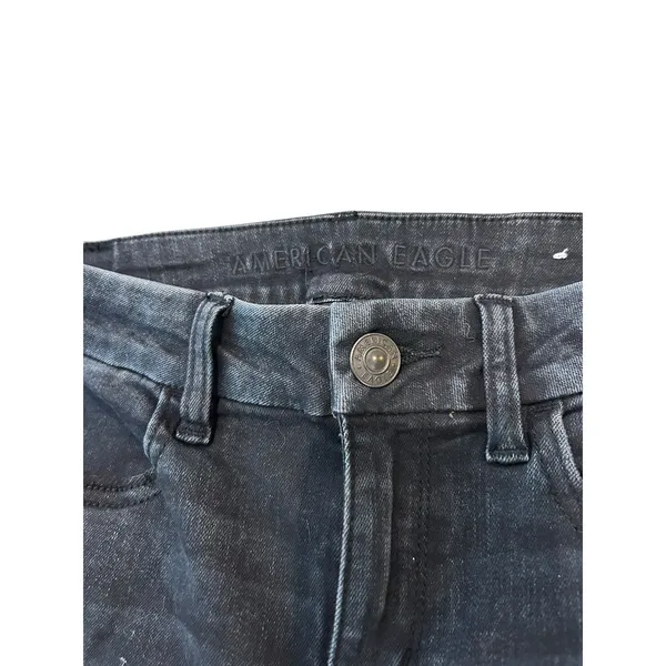 American Eagle Distressed Skinny Jeans Black Ripped High Waisted Womens Size 4 - Image 6