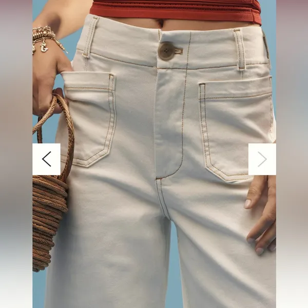 Anthropologie Maeve Colette Crop Wide-Leg Jeans in Latte Foam - Image 3