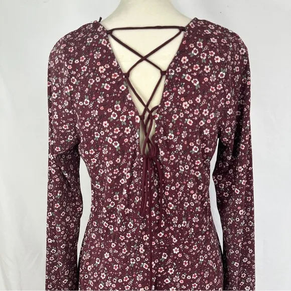 Aeropostale Dress Floral Womens Size XL Crisscross Back Long‎ Sleeve Midi Dress - Image 6