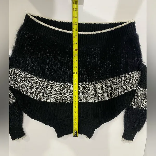 Free People Sunbrite Mock Neck Cropped Sweater Black Ivory Size XS - Image 6