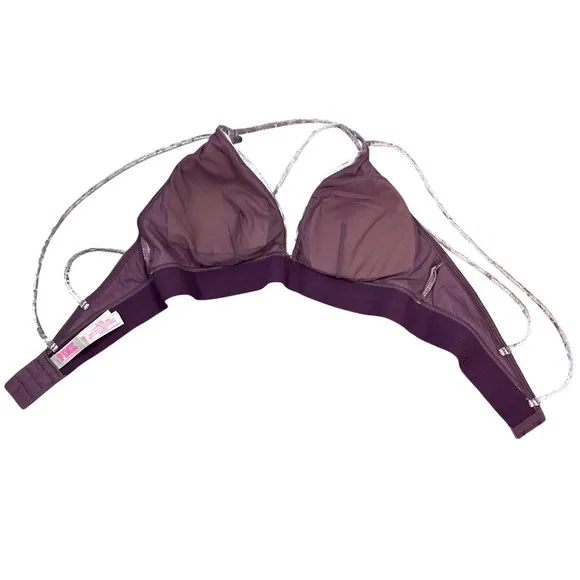 PINK Victoria's Secret Crushed Velvet Strappy Triangle Bralette Mauve Purple‎ M - Image 7