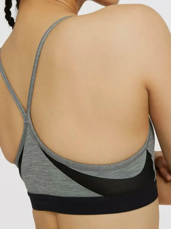 Nike Women's Indy Grey/Black LS Padded V-Neck Sports Bra Size L - Image 9