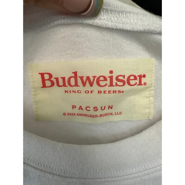 Budweiser PacSun Eagle Graphic Raglan Crewneck Raw Hem Cropped Baby Tee T-Shirt - Image 5