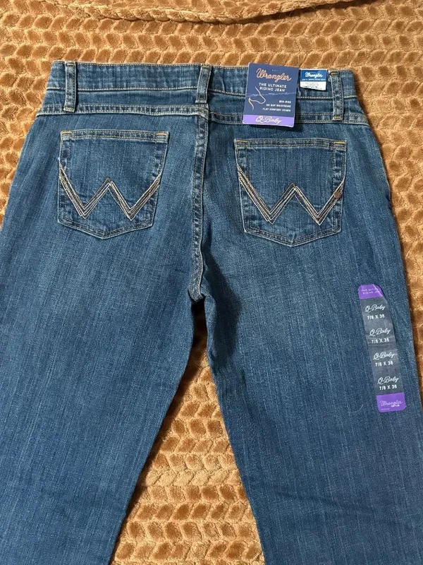 NWT New Wrangler Q-Baby Riding Jeans Mid-Rise Bootcut 7/8 X 36 Dark Wash - Image 5