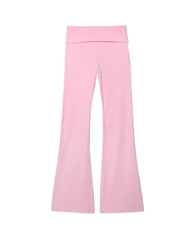 🎀🍭PINK x LoveShackFancy Foldover Flare Leggings Pink Lollipop Coquette Girl XL - Image 3