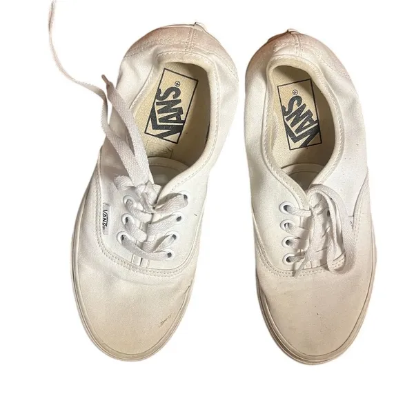 Vans Women's Authentic White Canvas Lace-Up Sneakers Size 6 - Image 2