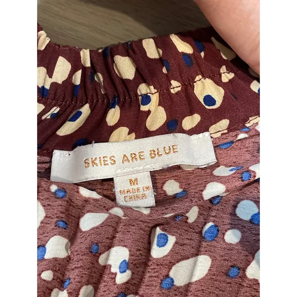 Skies Are Blue Pleated Midi Skirt Size M Deep Terra Cotta Tie Waist Elastic Back - Image 3