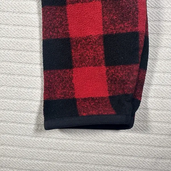 Eddie Bauer Women’s Medium Red Black Buffalo Plaid Fleece Pullover Snap Neck - Image 8