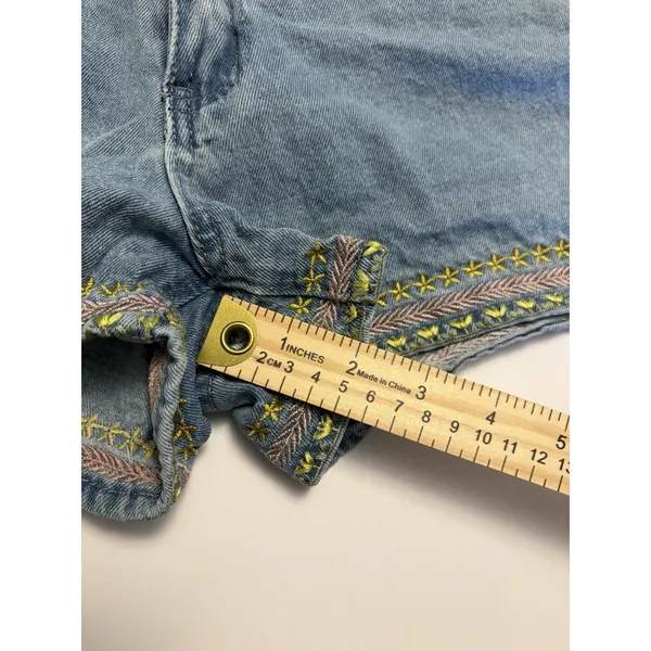 SHEIN Embroidered Denim Shorts Womens Boho Festival Y2K Blue Size S/M - Image 9