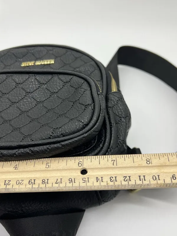 Steve Madden Backpack Womens Mini Black Logo Polyurethane Zip Adjustable Straps - Image 8