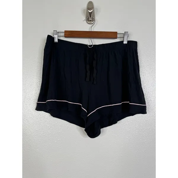 Victorias Secret Pajama Set L Black White Piping Modal Short Sleeve Button Down - Image 6