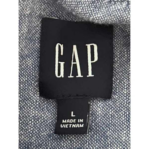 GAP Womens Blue Linen Blend Chambray Style Long Sleeve Button Down Shirt Large - Image 13