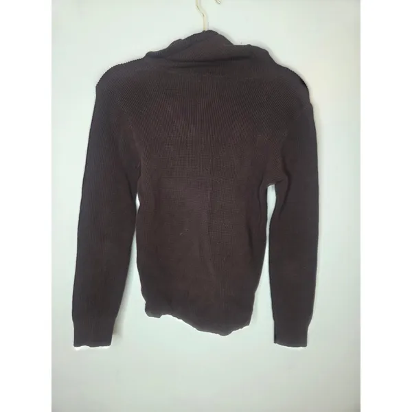 Lauren Ralph Lauren Women’s M Brown Waffle Weave Turtleneck Long Sleeve Shirt - Image 3