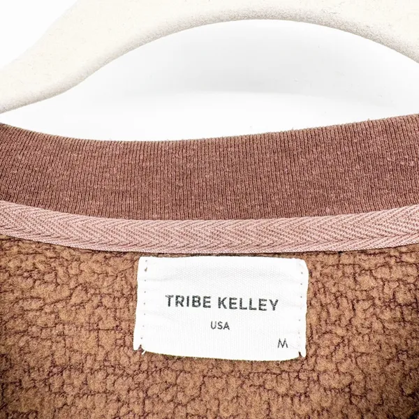Tribe‎ Kelley Womens Butter Crew Cocoa Brown Relaxed Boho Fleece Sweatshirt M - Image 4