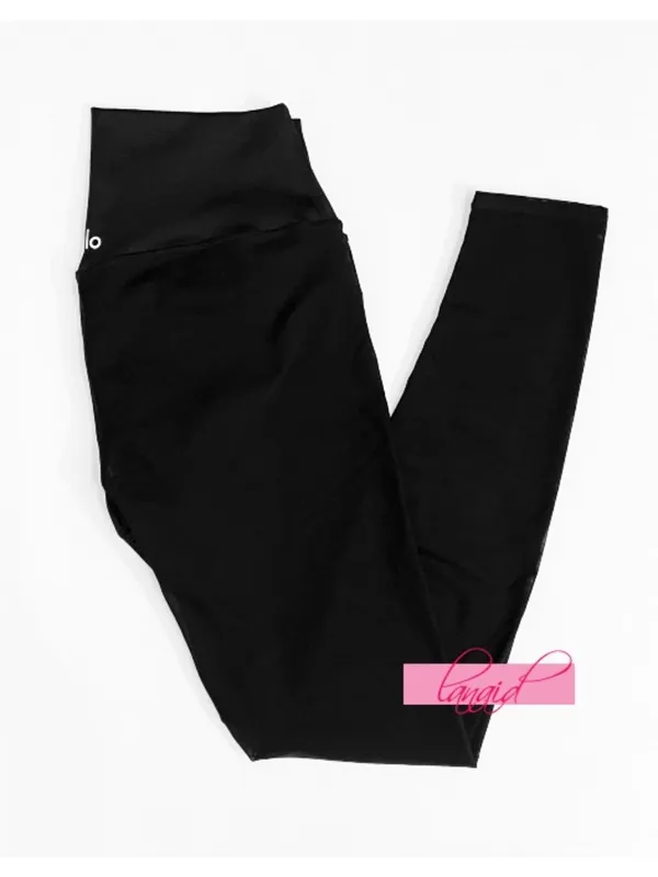 Alo Airlift Mesh High-Waist Track Star Leggings Black Sheer See-Through Hi-Rise - Image 7