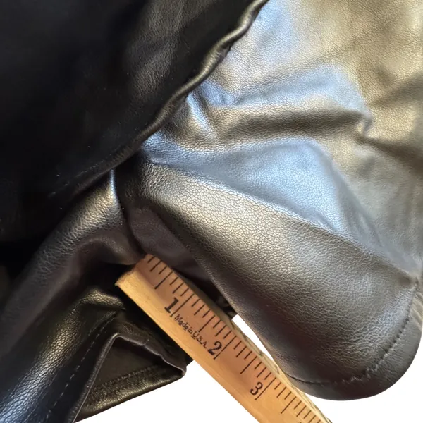 Akira Faux Leather Romper Skort Wrap Front V-Neck Black Vegan‎ L Moto Clubwear - Image 9