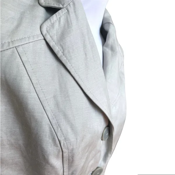 Loft ANN TAYLOR Blazer Khaki Light gray Size 4 Silk Linen Business Formal - Image 4