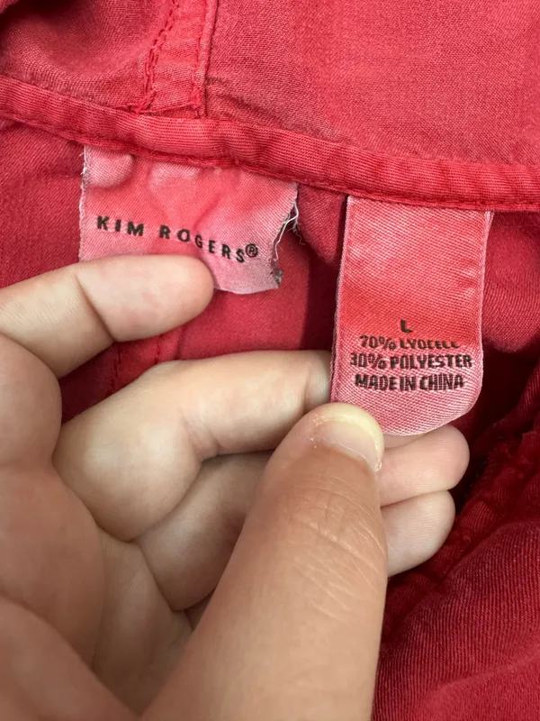 Kim Rogers Red Thin Hooded Jacket Size Large - Image 4