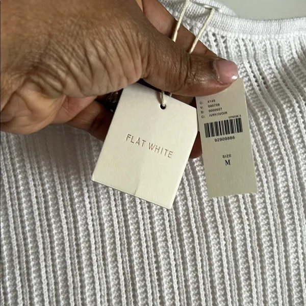 Anthropologie Flat White One-Shoulder Crochet Mini Dress - Image 5