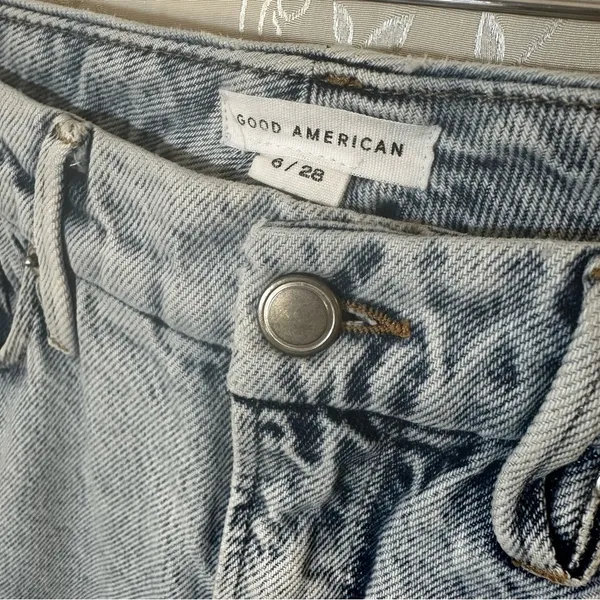 Good American Good Straight Light Wash Distressed Jeans Size 6 28 GCC00859T - Image 5