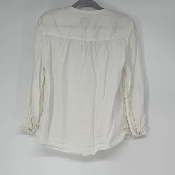 Rachel Zoe White 100% Linen Button Front Blouse Long Sleeve Top Womens Medium‎ - Image 2