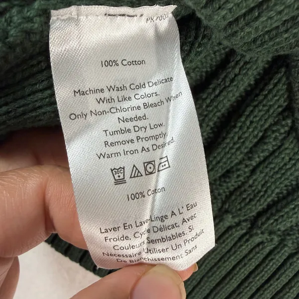 Eddie‎ Bauer Womens XS Forest Green 100% Cotton Cable Knit Crew Neck Sweater - Image 3