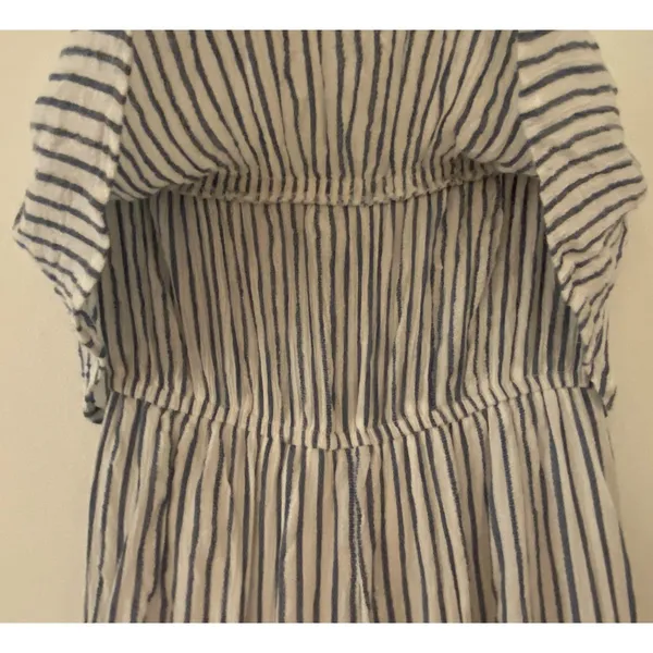 Japna Blue White Striped Tube Top Strapless Capri Pantsuit Women's Sz XS - Image 15