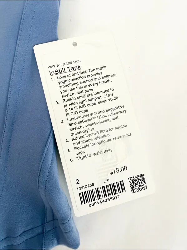 Lululemon InStill Tank Top Water Drop Blue Square Neck Athletic - Image 13