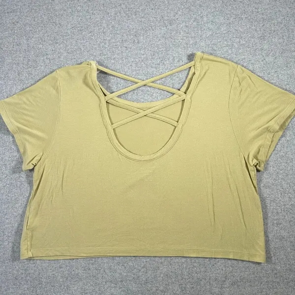 NEW American Eagle Womens XL Top Shirt Athletic Green Stretch Lightweight‎ Cross - Image 4