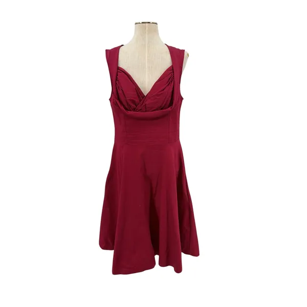 Lindy Bop Ophelia Shelf Bust Burgundy 50s Pinup Swing Dress Large UK 14 US Large - Image 2