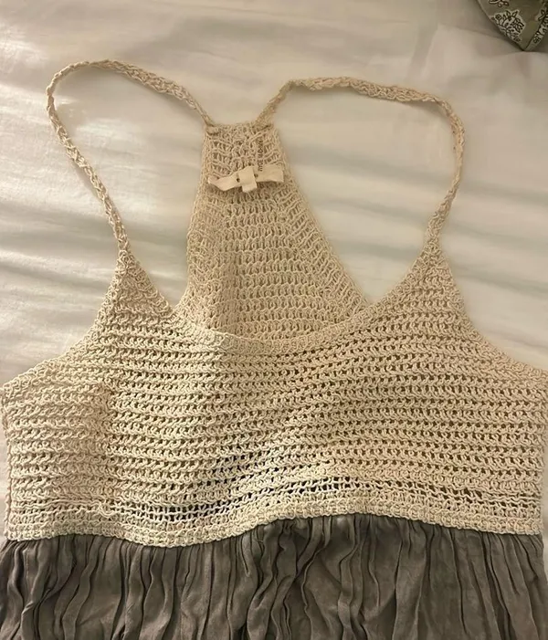 Boho crochet knit gray dress - Image 3