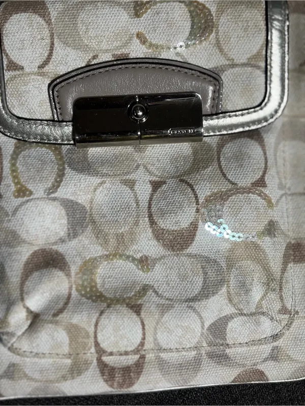Coach Kristin Swing Bag Crossbody Sequin Signature white Brown - Image 2