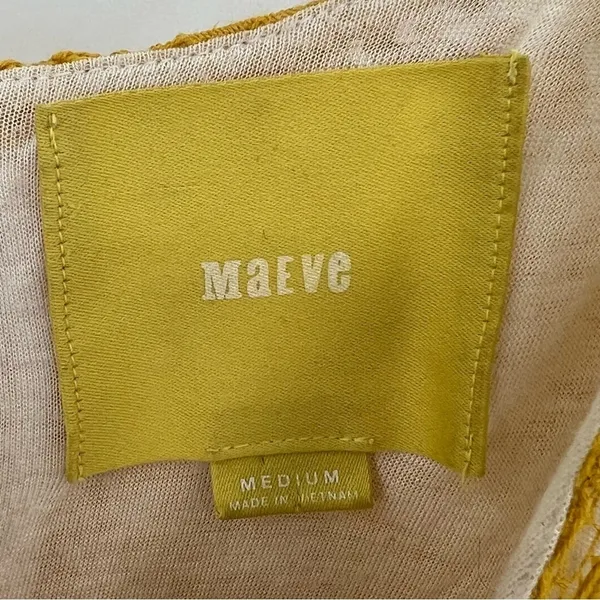 Anthropologie Maeve mustard yellow dress lace overlay sleeveless fit & flare M - Image 9
