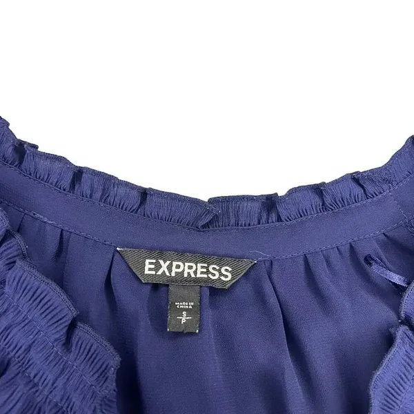 Express Women's Long Sleeve Peasant Blouse Size Small Blue‎ Casual Workwear - Image 5