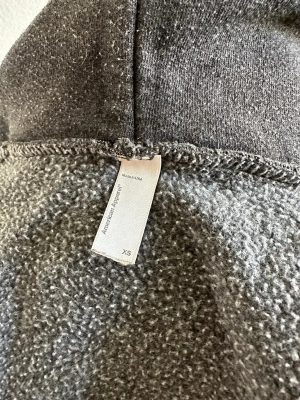 American Apparel Cropped Zip Hoodie Gray XS - Image 6