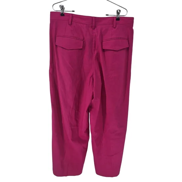 Banana Republic Linen Pants Womens 16P Pleated Tapered Pink High Rise NEW - Image 2
