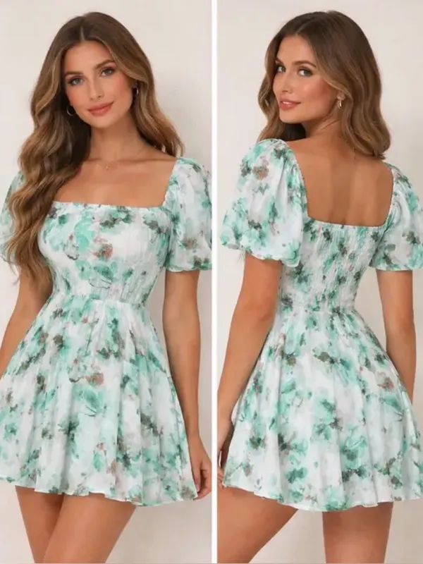 🌸Nwt Sky To Moon Green Floral Mini Dress Size Small🌸 - Image 2