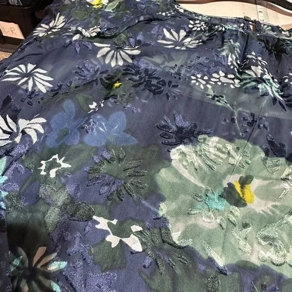 Ann Taylor Loft Navy Blue Winter Garden Floral Flounce Dress Size S‎ Feminine - Image 12