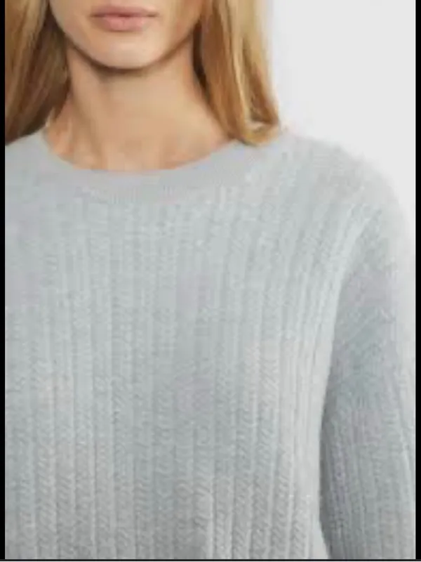 The Group Aritzia 100%Wool 100 Laine Light Blue Ribbed Crewneck Sweater - Image 2