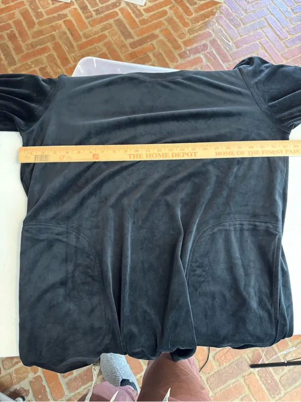 Anthropologie Daily Practice black Velvet Puff-Sleeve sweatshirt Dress size xl - Image 7