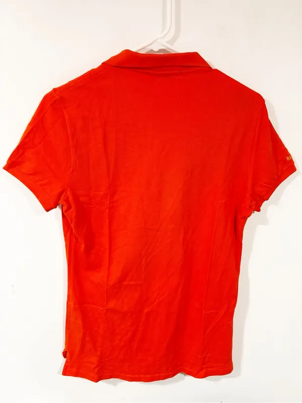 Ralph Lauren Sport Polo Size Large Orange & Blue Shirt Pima Cotton Short Sleeve - Image 4