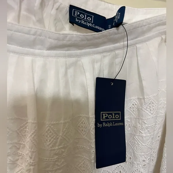NWT POLO RALPH LAUREN Women’s Eyelet Cotton Mini Skirt White 8 - Image 6