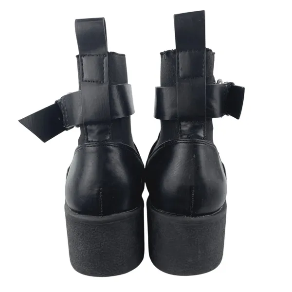 Zara Women's Black Leather Almond Toe Buckle Strap Ankle Boots Booties Size 8 - Image 3