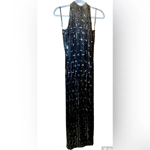 Scala Black Silk Heavily Beaded Sleeveless Long Special Occasion Dress Gown Sz S - Image 7